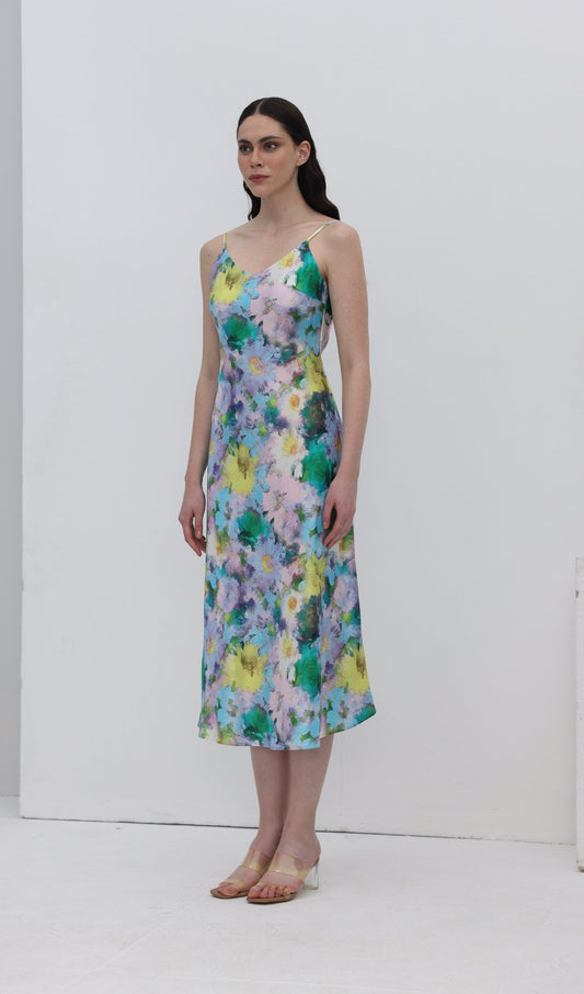 Flower Print Slip Midi Dress