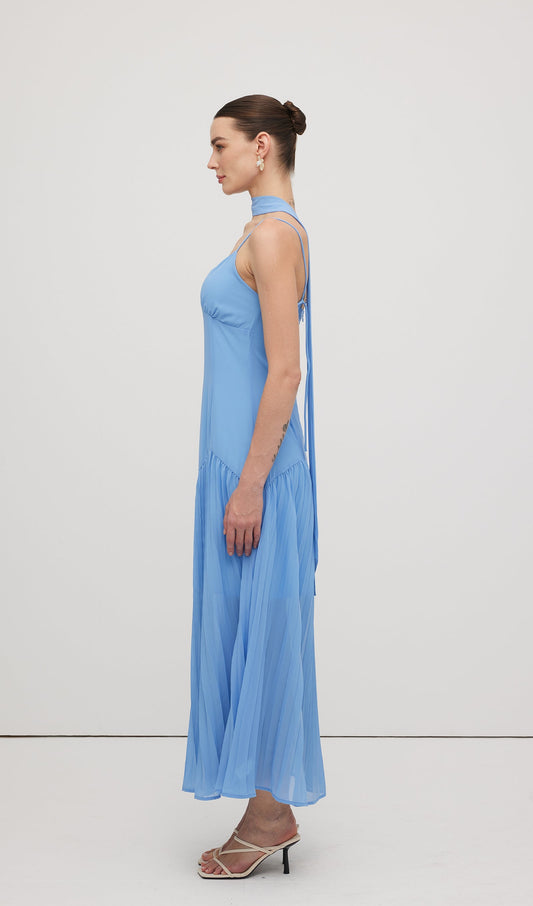 Plunge Front Ruffled Hem Midi Dress
