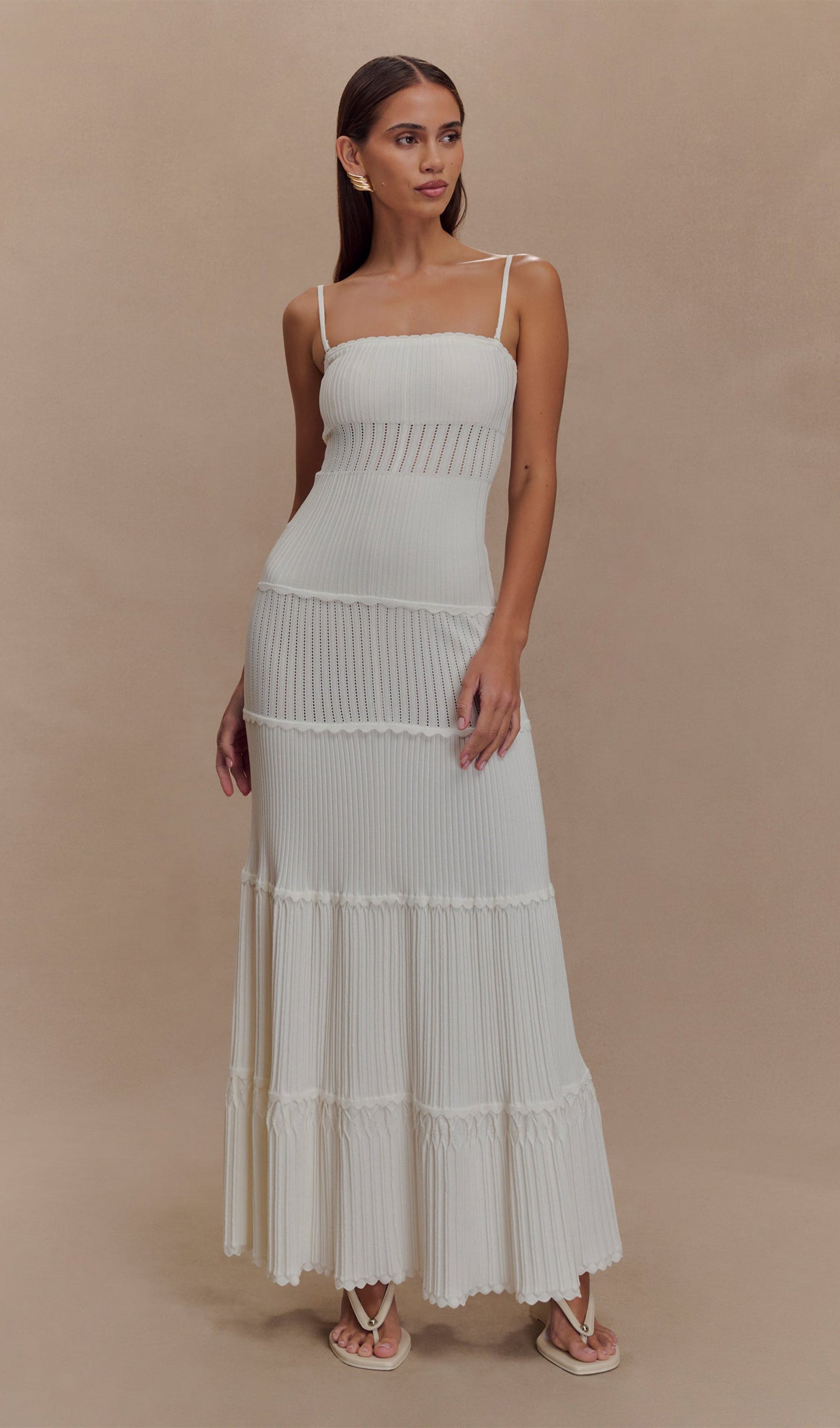Pointelle Knit Maxi Dress