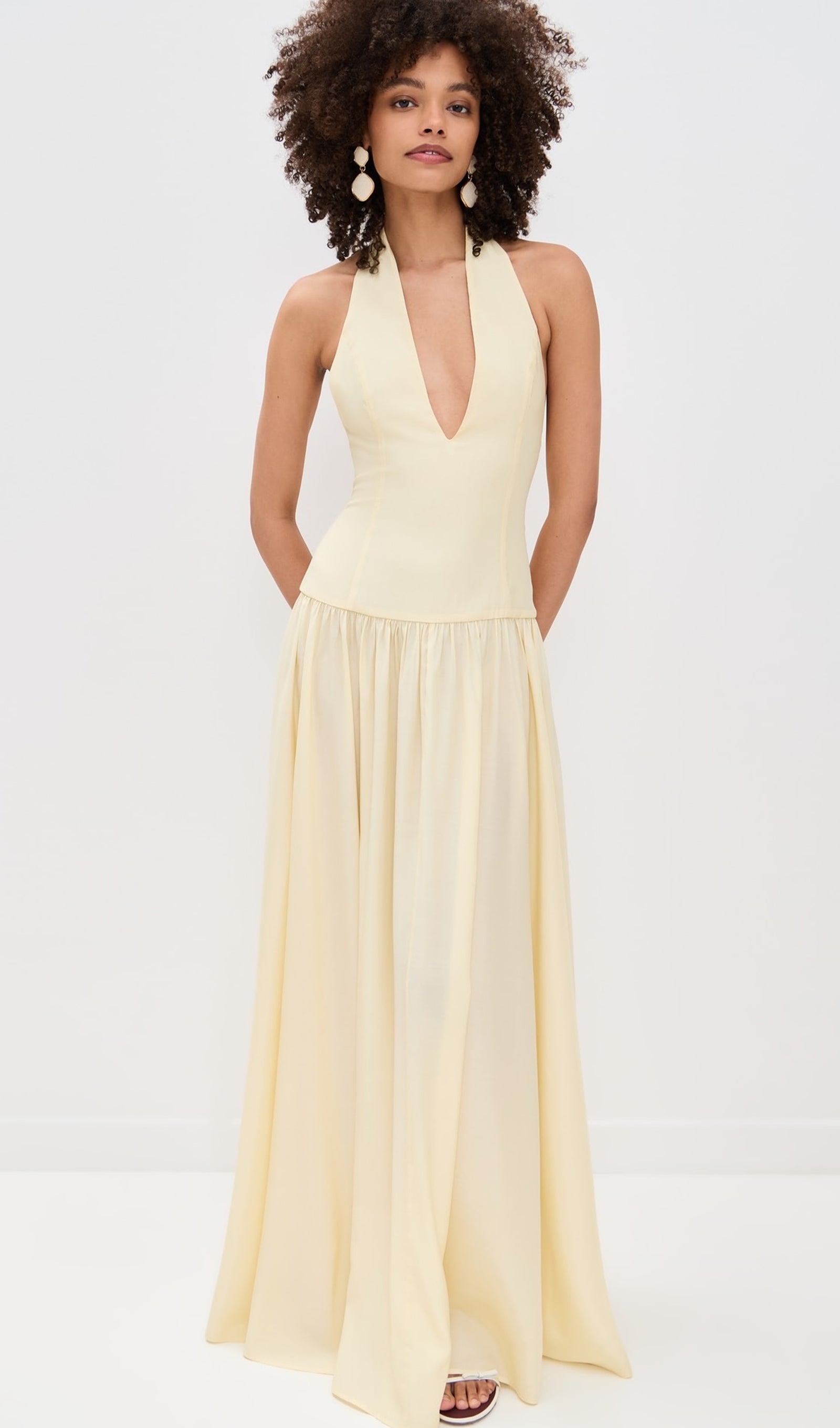 Halter V Neck Maxi Dress