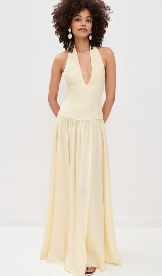 Halter V Neck Maxi Dress
