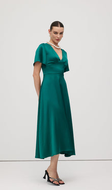 V Neck Evening Midi Dress