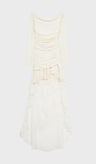 Jersey With Chiffon Train Mini Dress