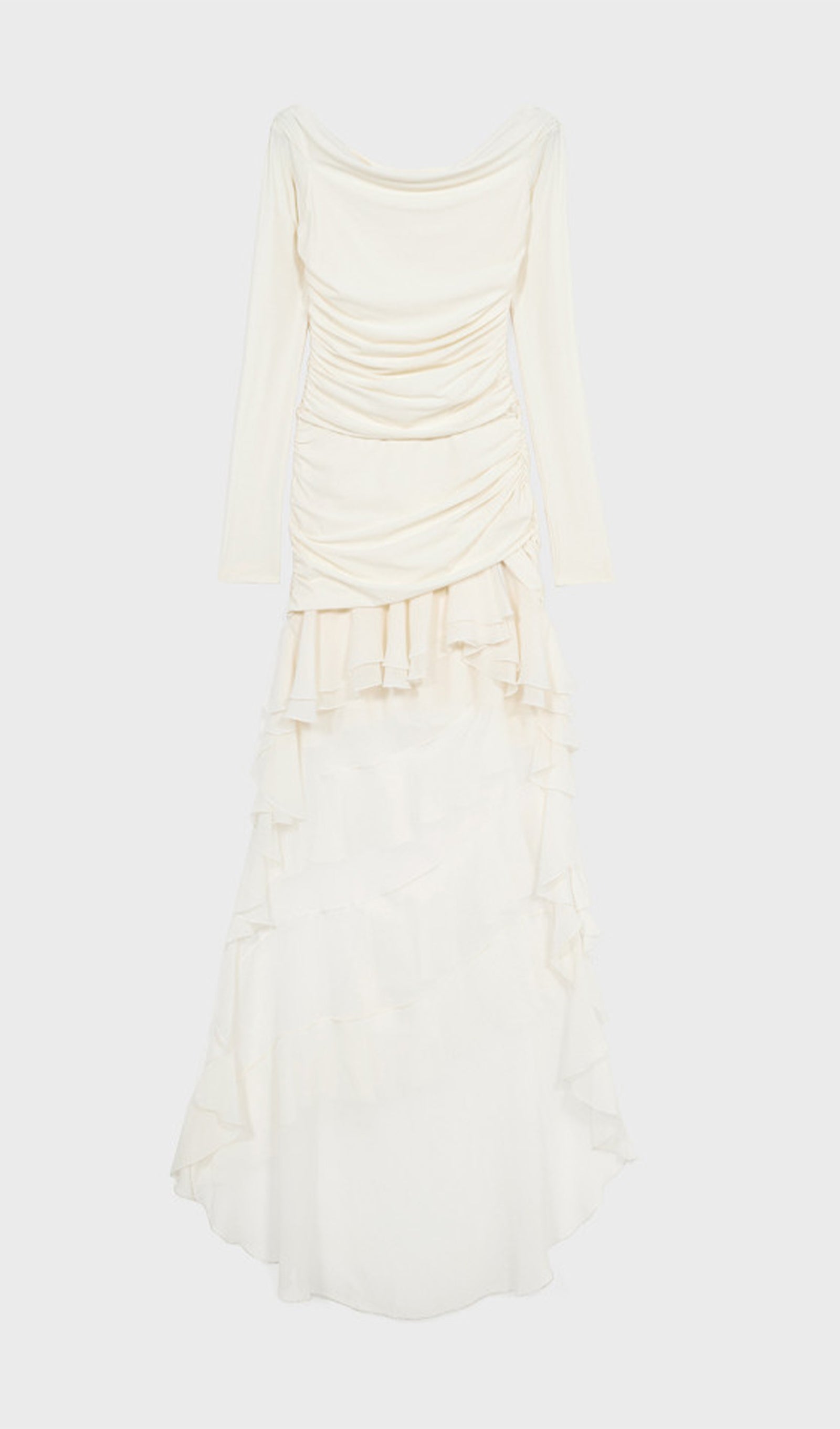 Jersey With Chiffon Train Mini Dress