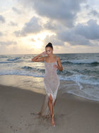 Shimmer Fringe Knit Maxi Dress