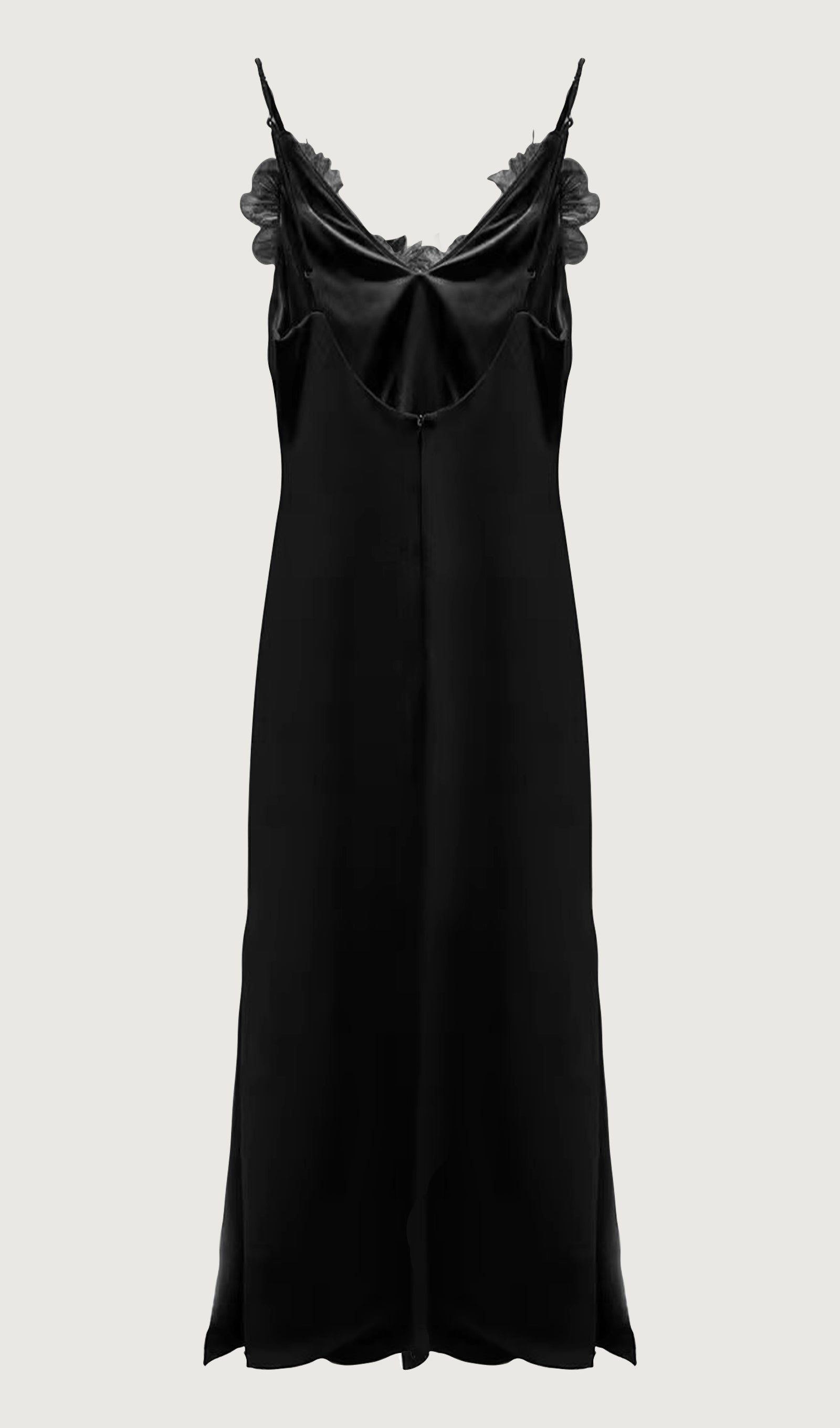 Feather Trim Slip Midi Dress