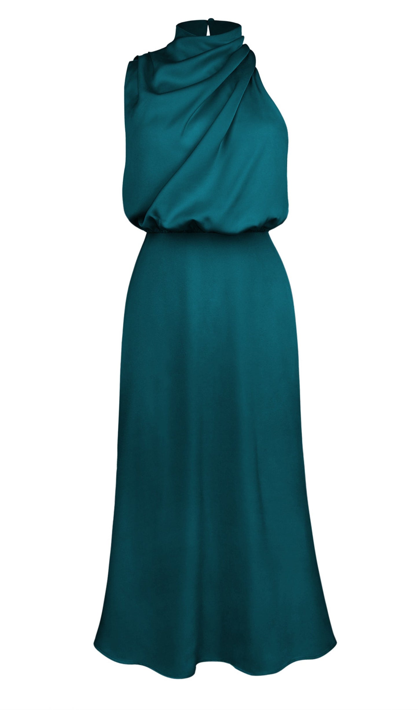 Asymmetric Satin Midi Dress