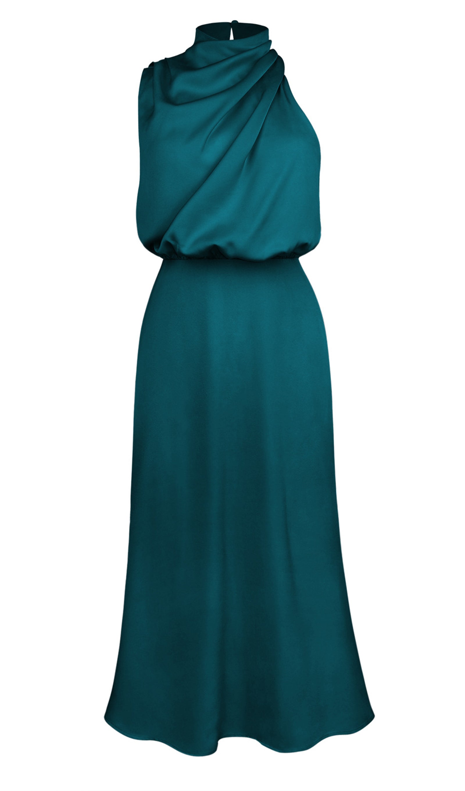 Asymmetric Satin Midi Dress