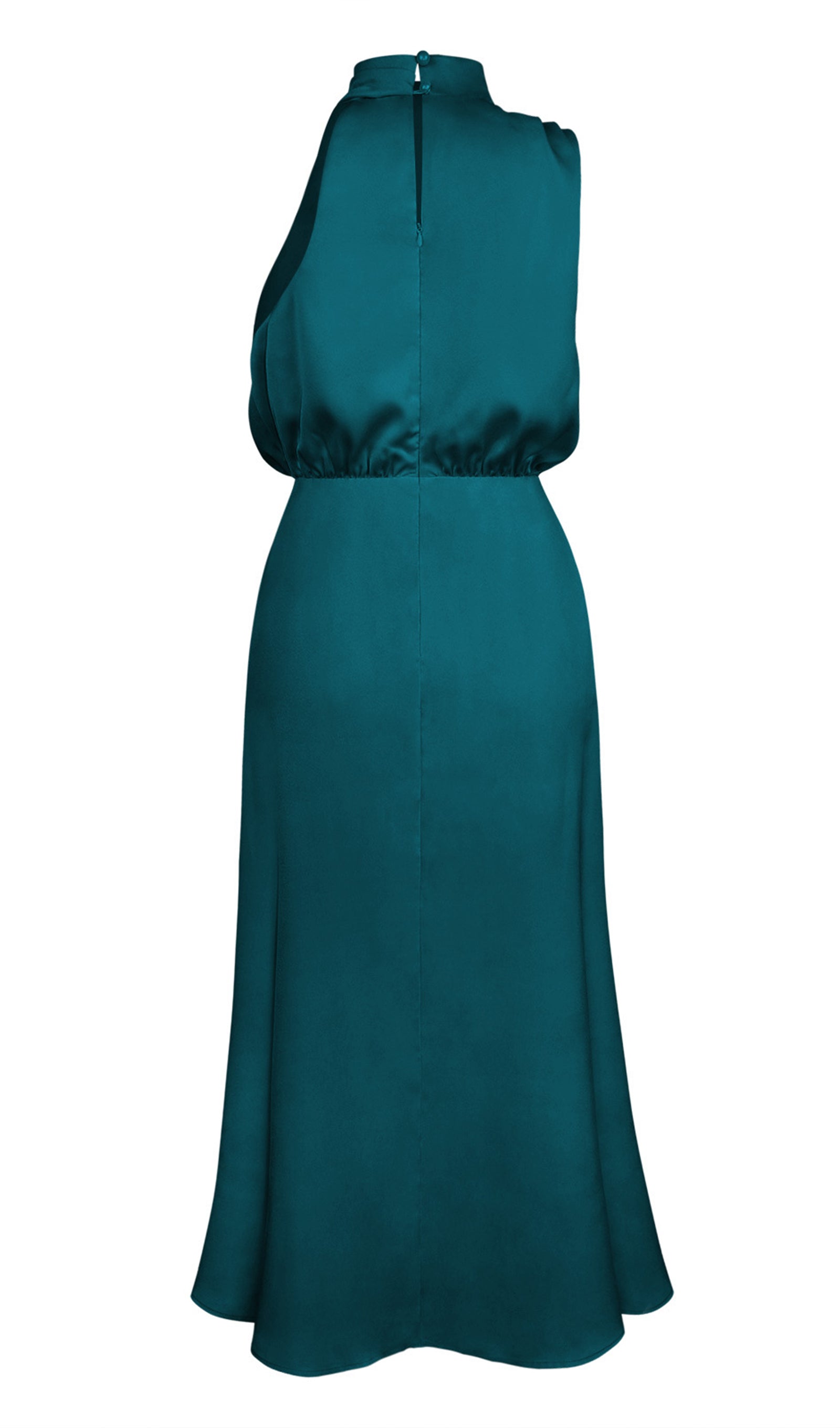 Asymmetric Satin Midi Dress