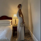 Backless Hooded Chiffon Maxi Dress