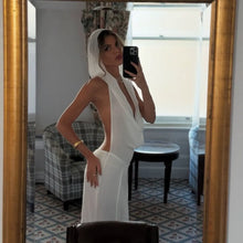 Backless Hooded Chiffon Maxi Dress