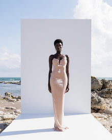 Shell-Shaped Strapless Sequin Dress