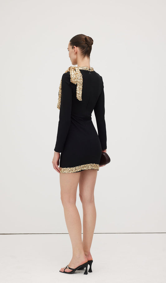 Sequined Bow Mini Dress