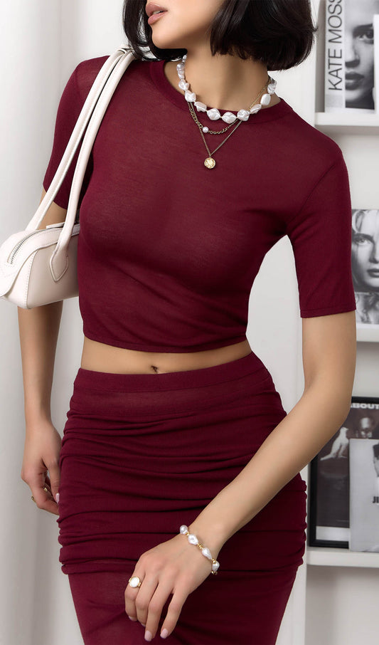 Short Sleeved Jersey Midi Skirt Sets