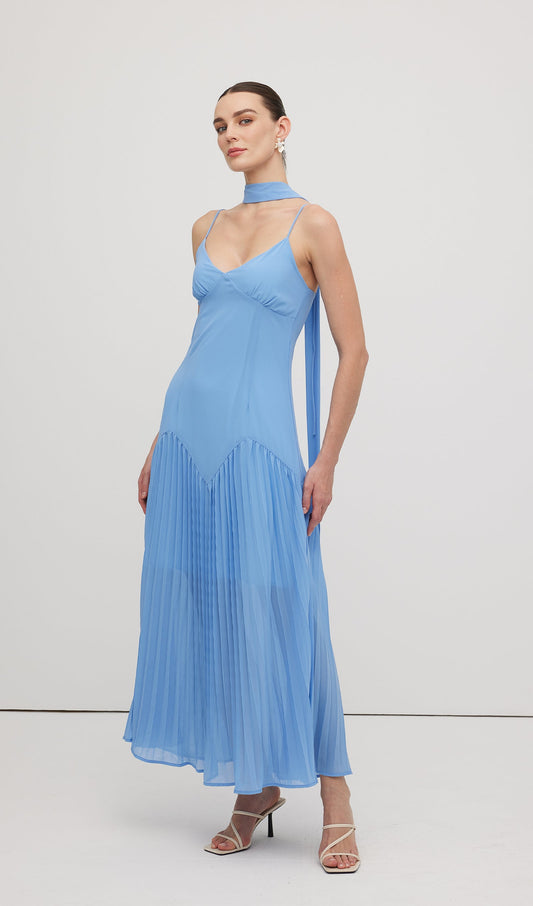 Plunge Front Ruffled Hem Midi Dress