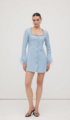 Sequin Boucle Feather Mini Dress