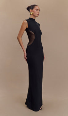 Slinky And Mesh Maxi Dress