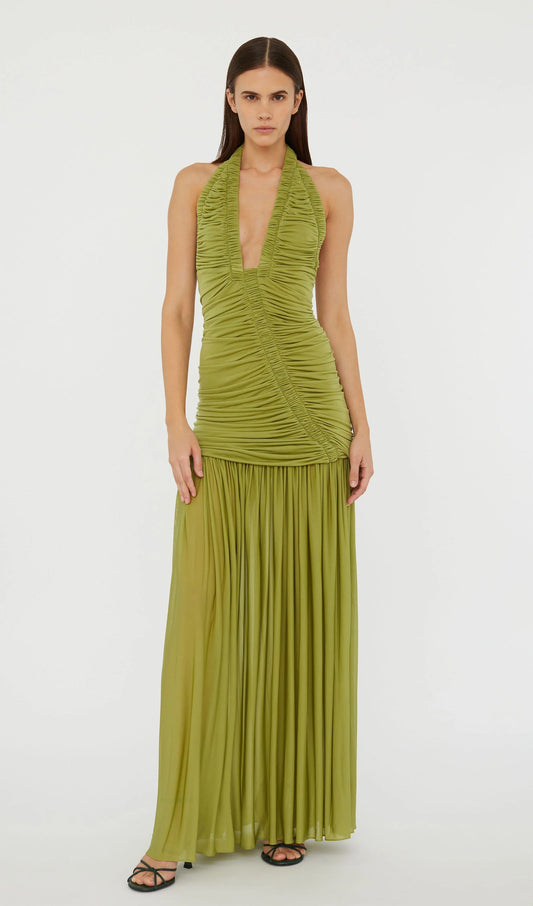 Plunging V Neckline Racerback Maxi Dress
