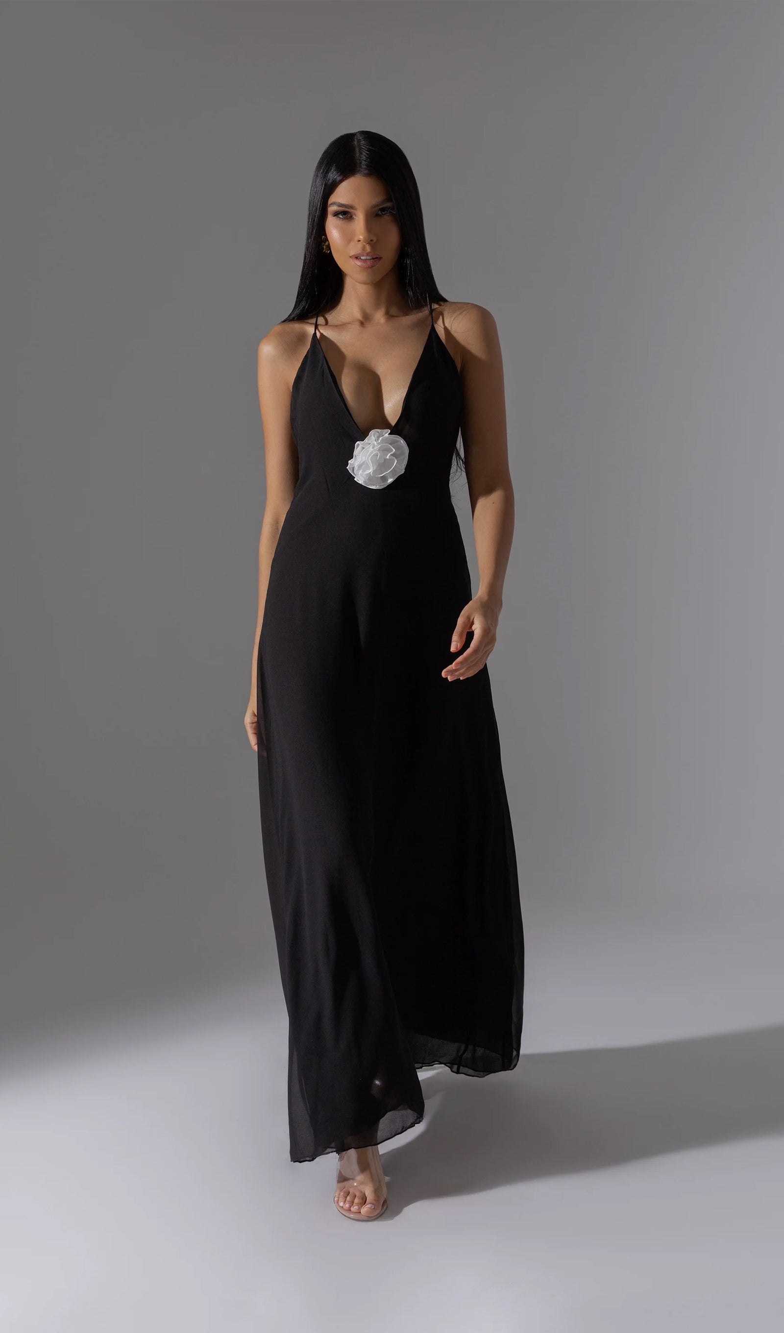 V Neck Halter Midi Dress