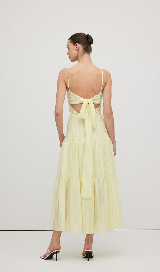 Pleated Backless Tiered Cami Midi Dress