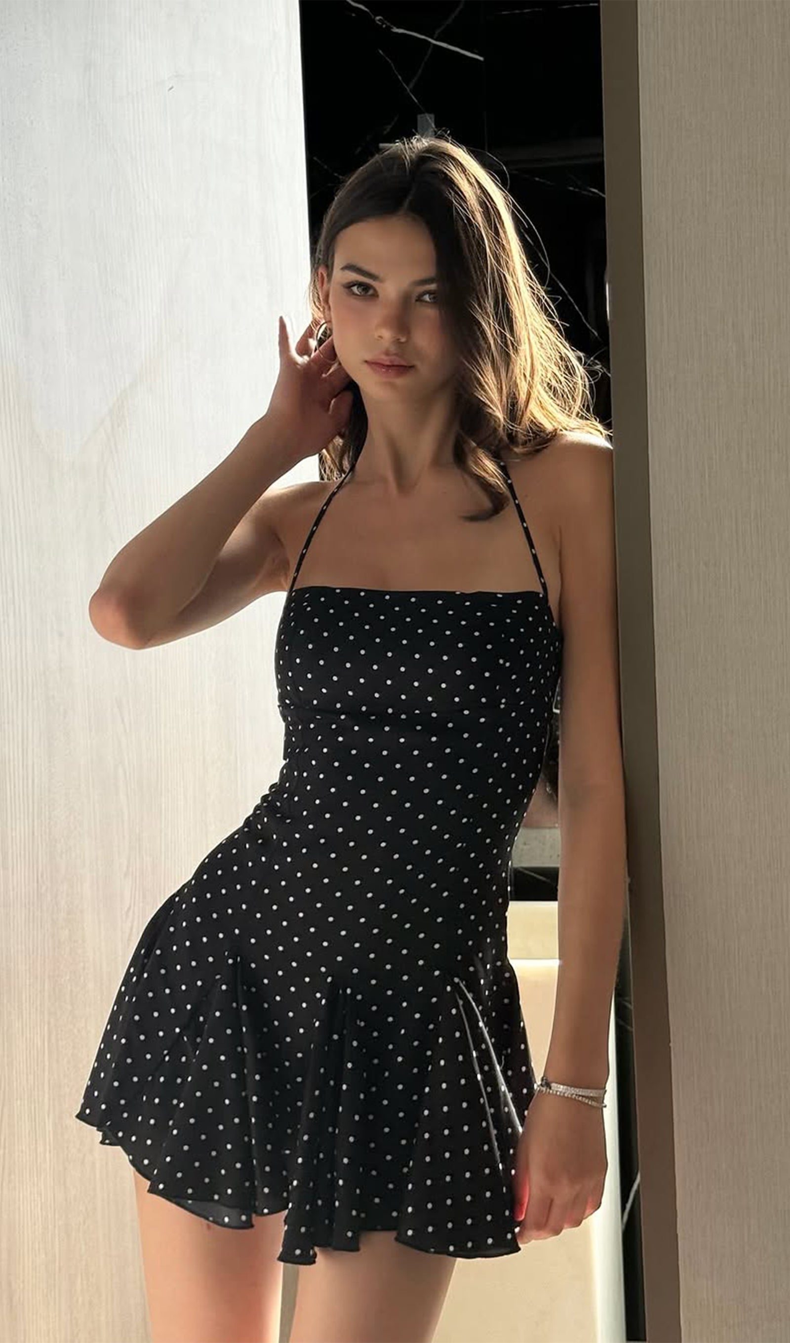 Polka Dot Ruffle Mini Dress