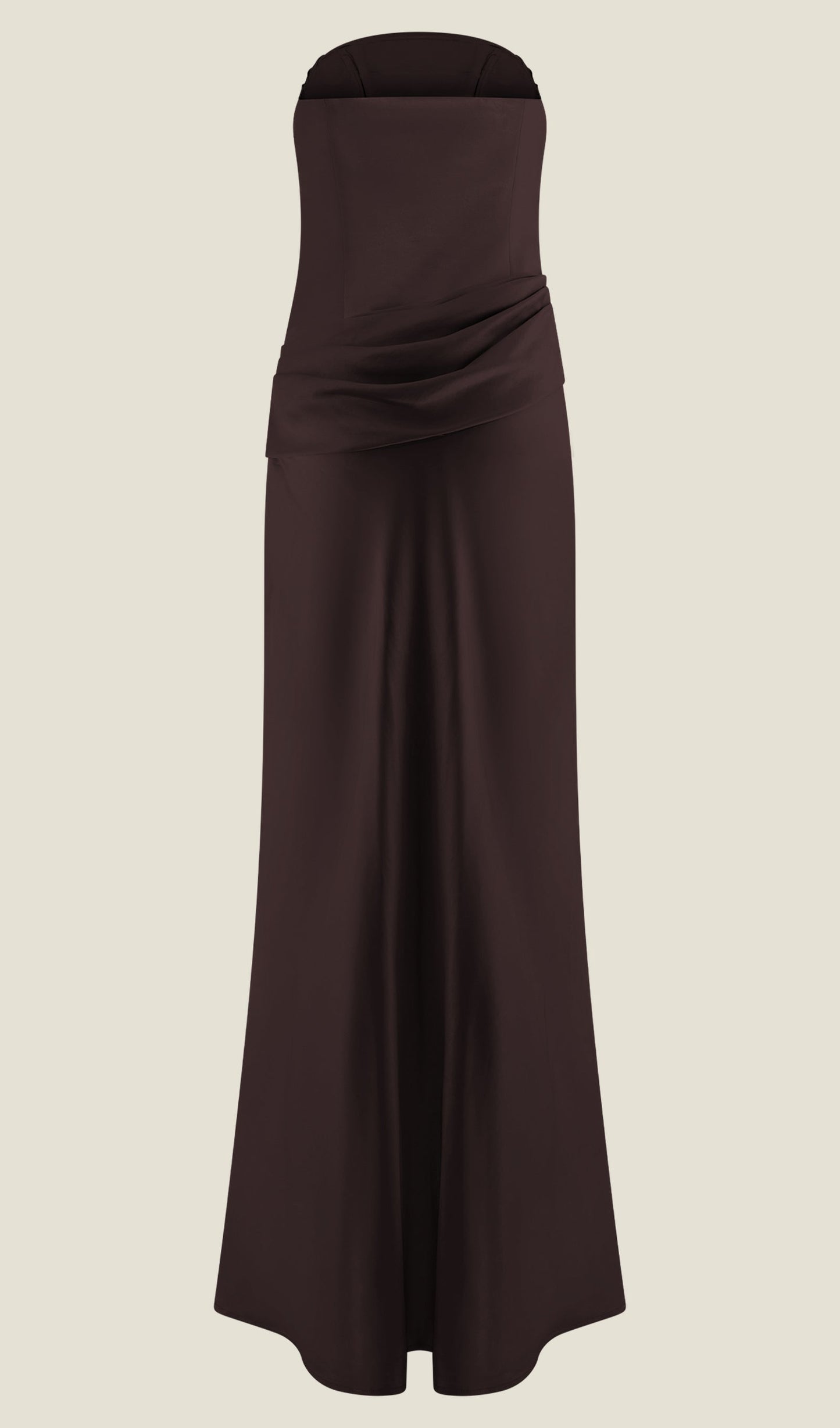 Strapless Satin Maxi Dress