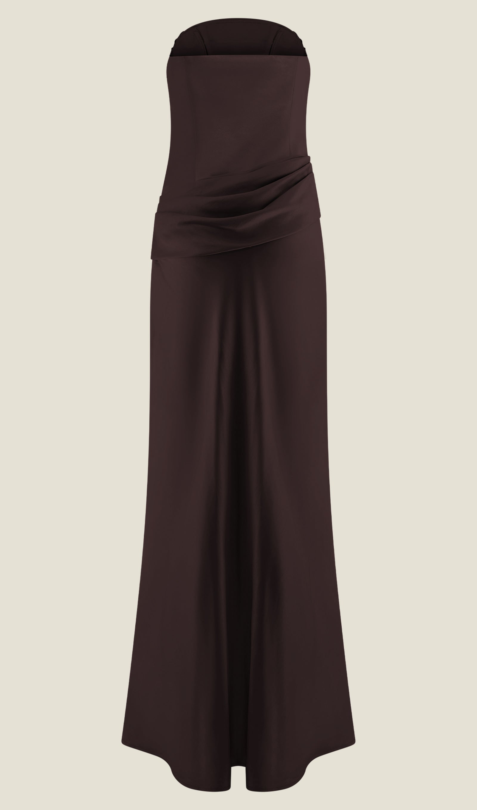 Strapless Satin Maxi Dress