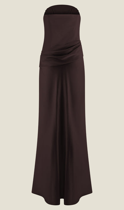 Strapless Satin Maxi Dress