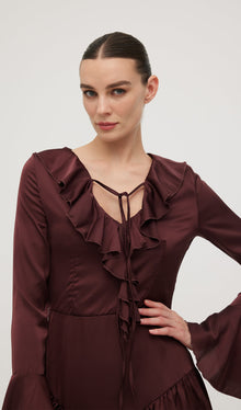 Ruffled Satin Mini Dress