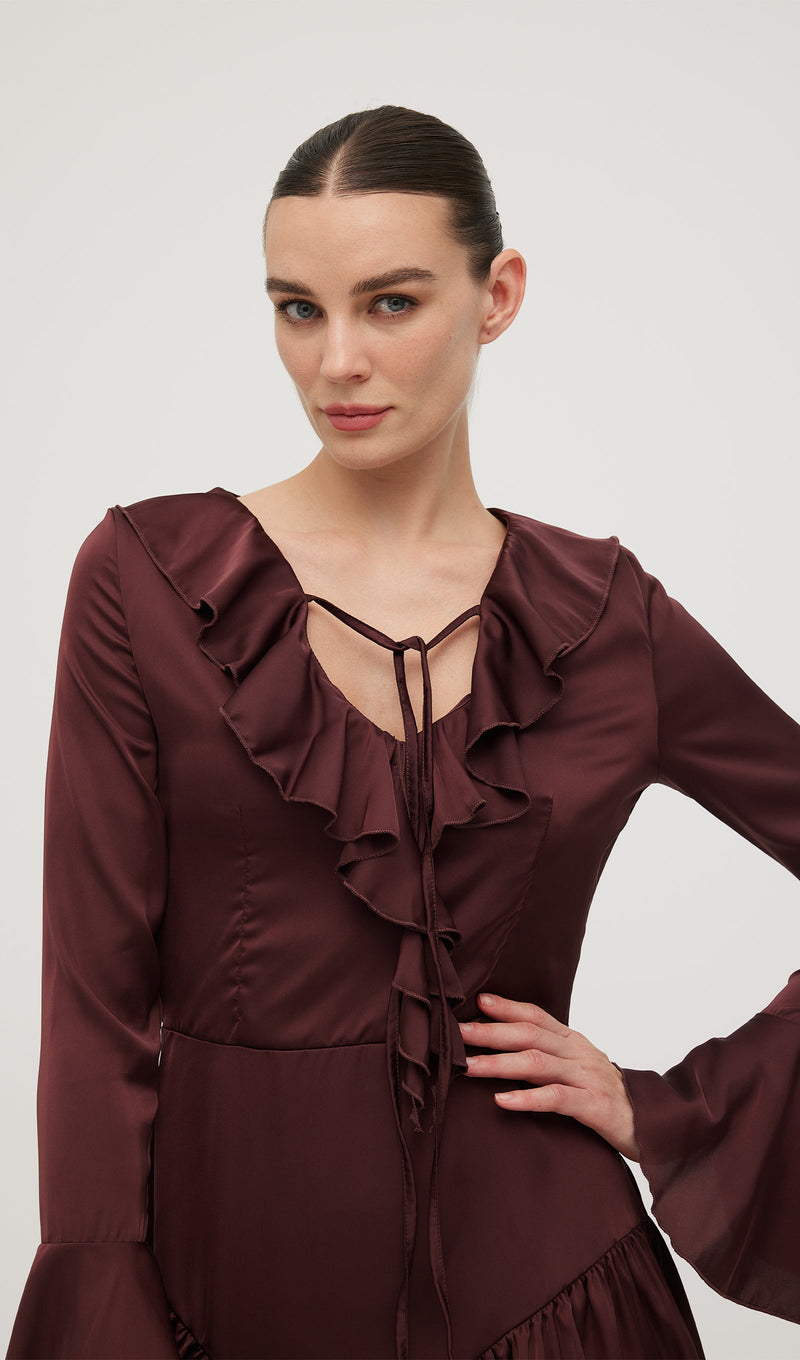 Ruffled Satin Mini Dress