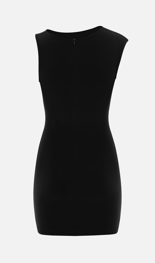 Asymmetric Shoulder Wide Band Mini Dress