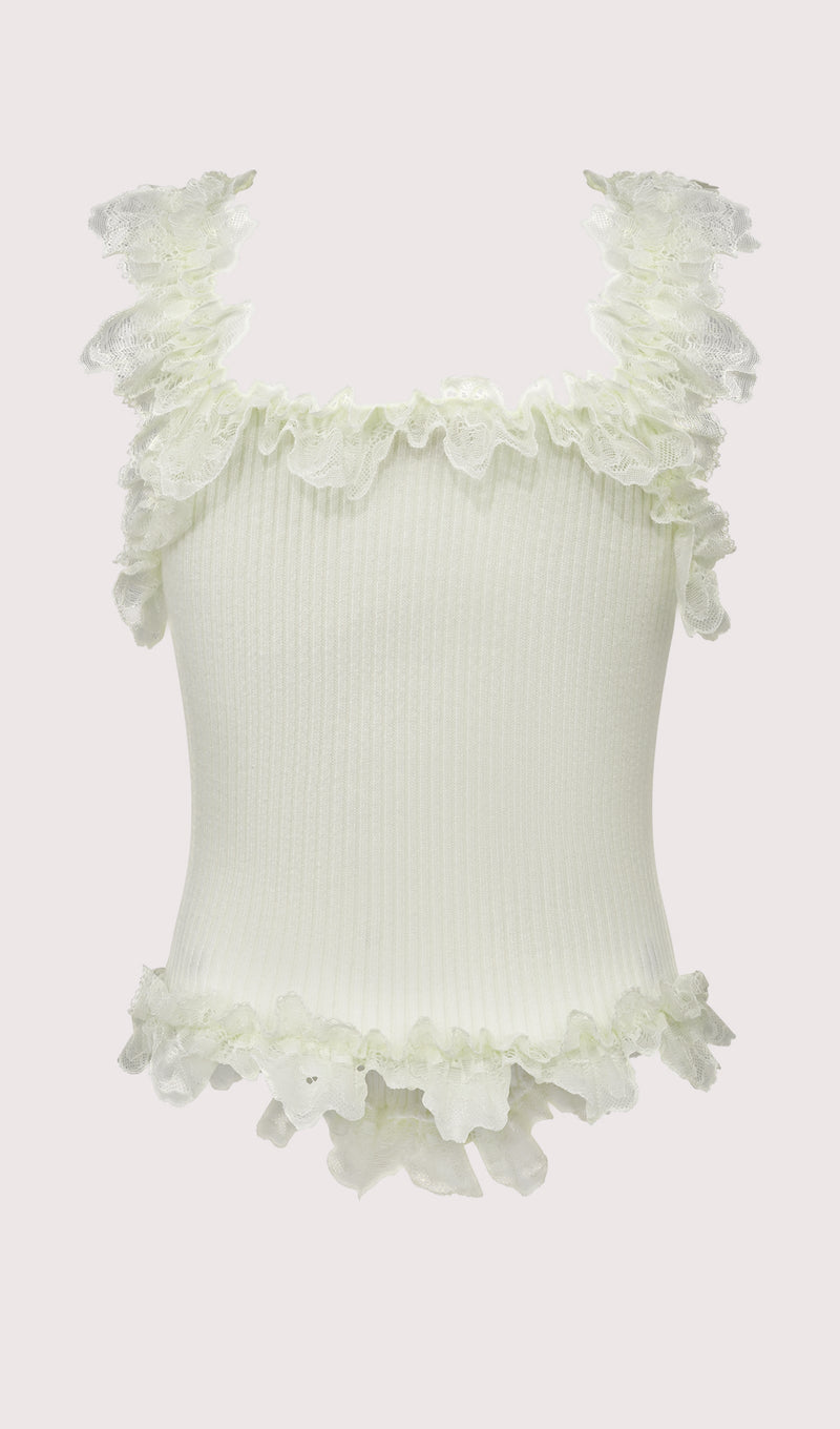 Lace Ruffle Knit Top