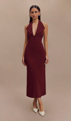 Crepe Halter Midi Dress