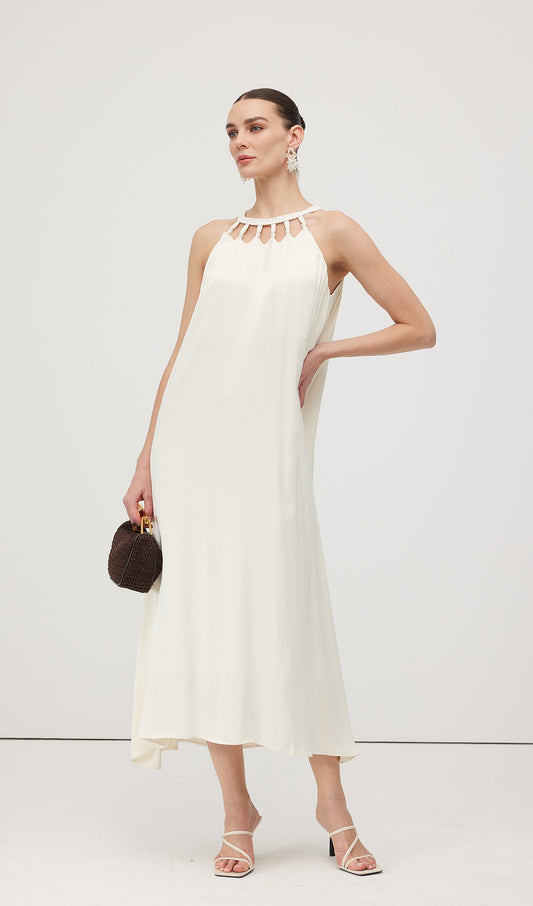 Round Neck Hollow Sleeveless Midi Dress