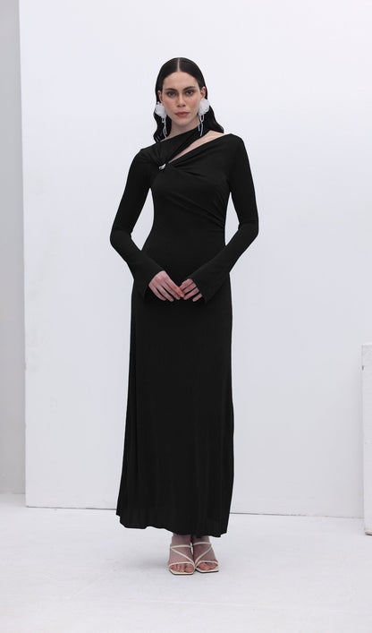 Hollow Out Metallic Decor Maxi Dress