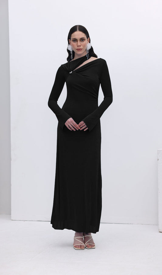 Hollow Out Metallic Decor Maxi Dress