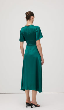 V Neck Evening Midi Dress