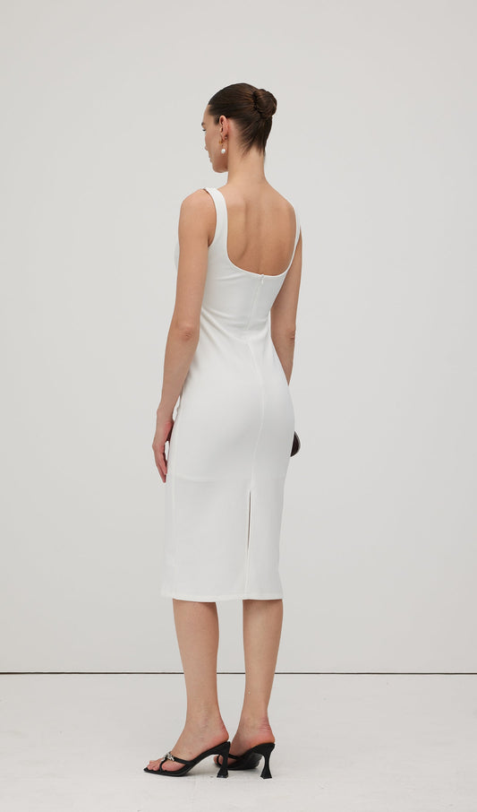 Solid Metallic Midi Dress