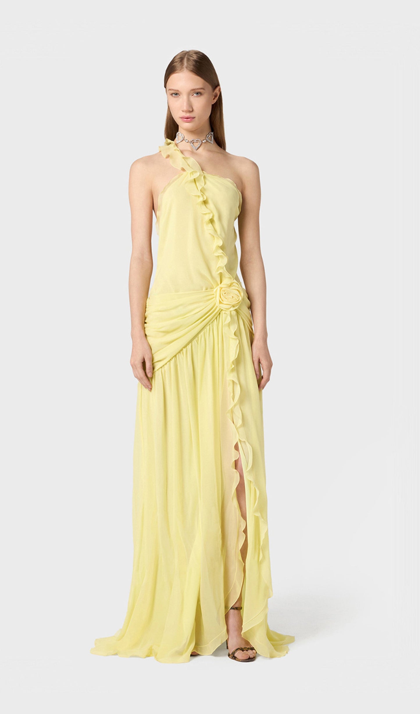 One Shoulder Ruffled Maxi Dress