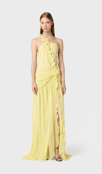 One Shoulder Ruffled Maxi Dress