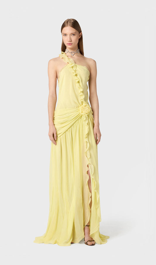 One Shoulder Ruffled Maxi Dress