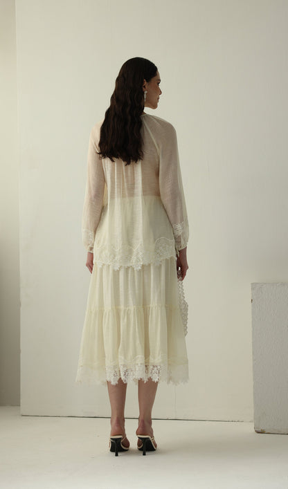 Long Sleeved Lace Panel Top