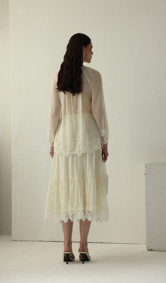 Long Sleeved Lace Panel Top