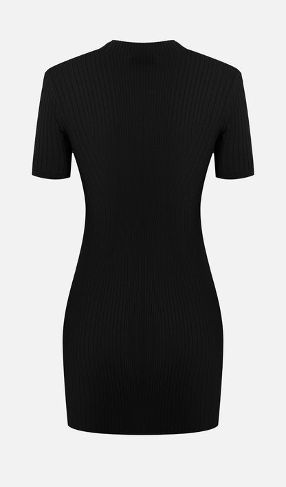 Short Sleeved Rib Knit Mini Dress