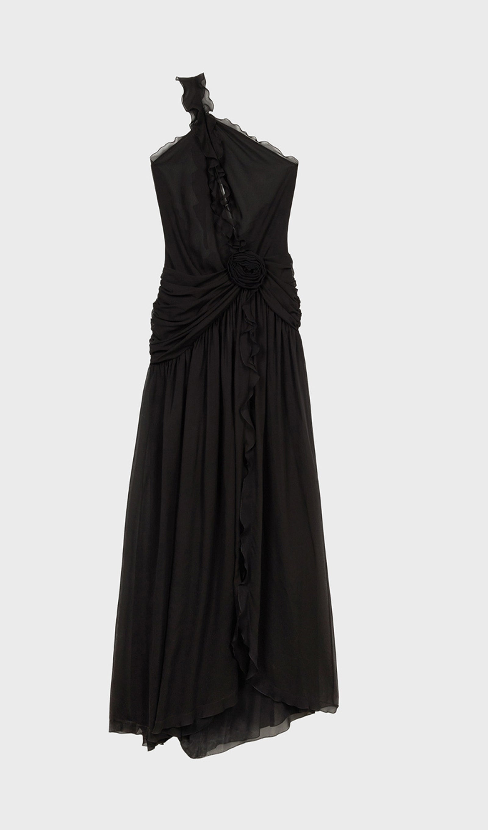One Shoulder Georgette Maxi Dress