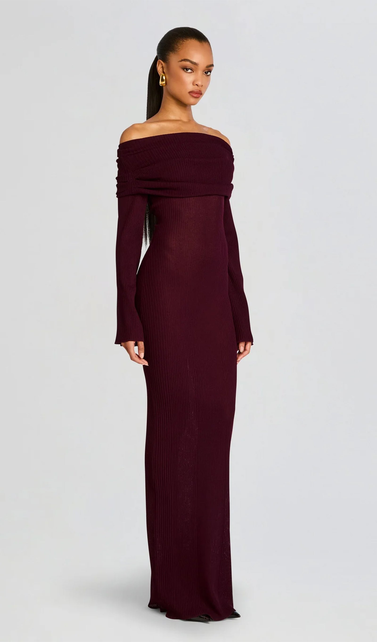 Off Shoulder Slim Fit Maxi Dress