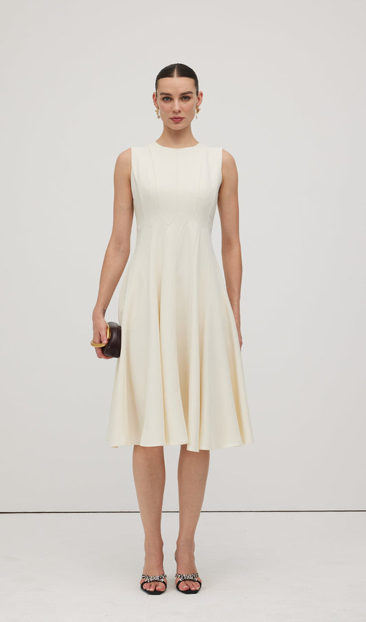 A Line Sleeveless Midi Dress