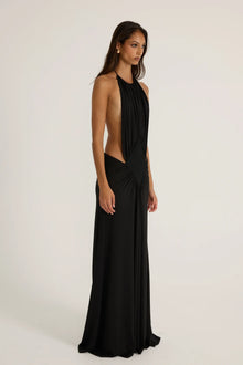 Crew-Neck Halter-Tie Backless Resort Dress
