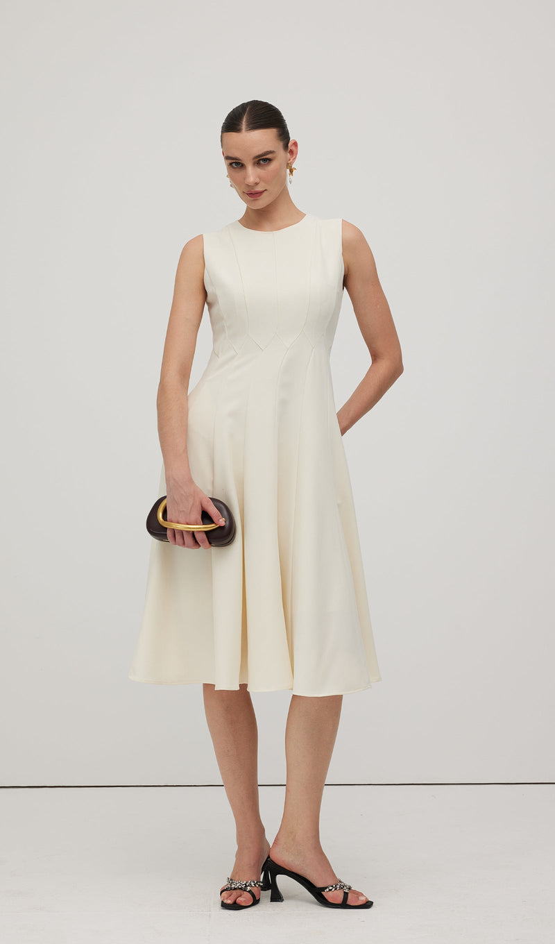 A Line Sleeveless Midi Dress