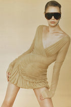 V-neck Ruched Tulle Mini Dress